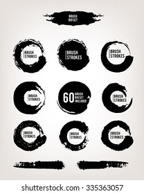 Vector large set hand drawn illustration.
60 brushes inside the file.
Ink brush grunge strokes and shapes backgrounds set for text.
elements, template for backgrounds or card design
