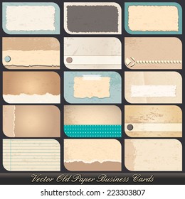 Vector large set of highly detailed, old paper, vintage business card illustrations