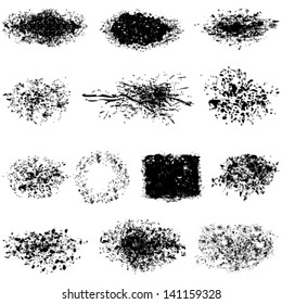 Vector large set of modern grunge splatters illustration