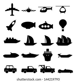 Vector large set of modern transportation icons illustration