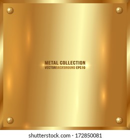 Vector large square golden plate with screws