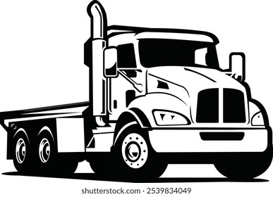 vector of a large truck with an upright and large exhaust, suitable for an icon or logo