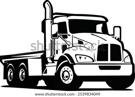 vector of a large truck with an upright and large exhaust, suitable for an icon or logo