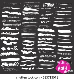 Vector large white ink brush strokes set. Grunge stains. Artistic backdrop for logos, banners and headlines