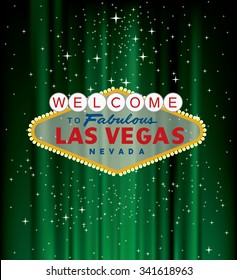 vector Las Vegas sign on green velvet with stars