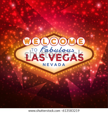 Vector Las Vegas Sign on the red sparkling background.
