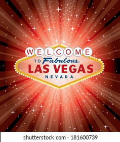 vector Las Vegas sign over the red night star burst 