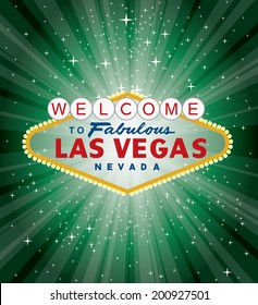 vector Las Vegas sign over the green night star burst 