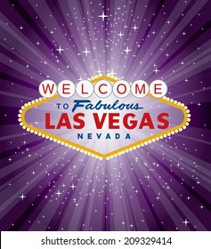 vector Las Vegas sign over the purple night star burst 