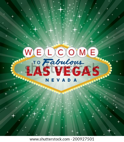 vector Las Vegas sign over the green night star burst 