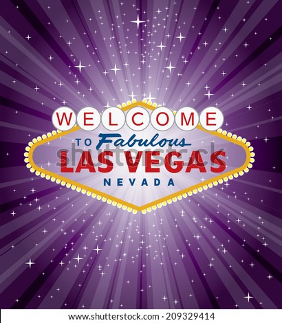 vector Las Vegas sign over the purple night star burst 