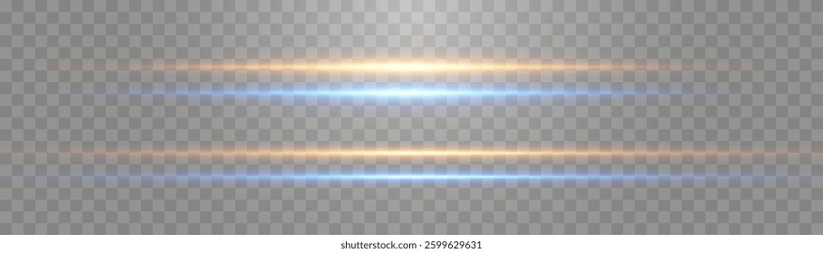 Vector laser beams on png, abstract lights lines. Glowing streaks on dark background. Luminous neon lines isolated on trasparent backgound