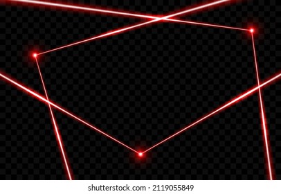 Vector laser beams png. Red laser beams on an isolated transparent background. Laser security system, protection. Red laser png. PNG.