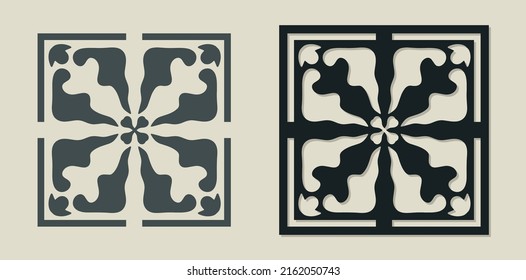 Vector Laser cut decorative Template of Majolica tile with Vintage ornament for stencils, die cutting or wood carving, element for wedding invitation card