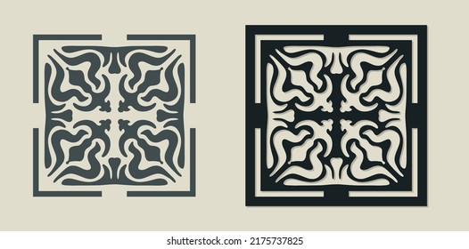 Vector Laser cut decorative Template of Majolica tile with Vintage ornament for stencils, die cutting or wood carving, element for wedding invitation card