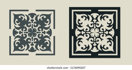 Vector Laser cut decorative Template of Majolica tile with Vintage ornament for stencils, die cutting or wood carving, element for wedding invitation card