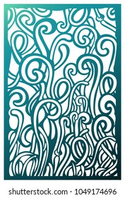 Vector Laser cut panel. Abstract Pattern with fairy curved plants template for decorative panel. Template for interior design, layouts wedding invitations, gritting cards, envelopes, art objects