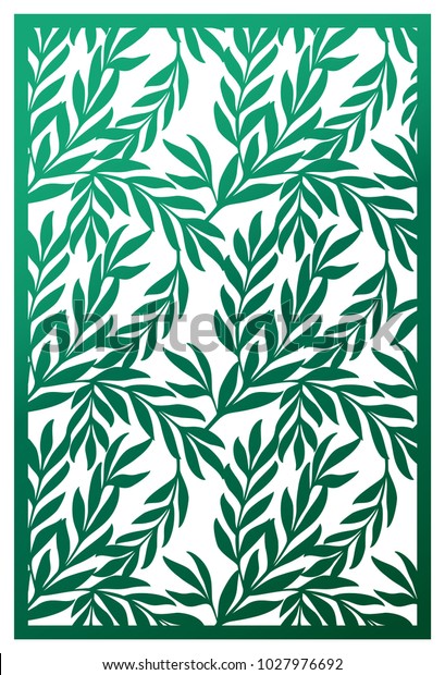Vector Laser cut\
panel. Abstract Pattern with branches of leaves template for\
decorative panel. Stock\
vector.