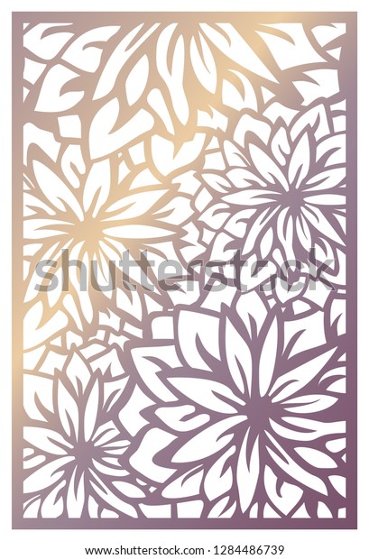 Vector\
laser cut panel. Abstract pattern with flowers. Template for\
decorative panel with nature theme. Stock\
vector.