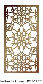 Vector Laser cut panel. Pattern template for decorative panel. Wall vinyl art decor. Stock vector.