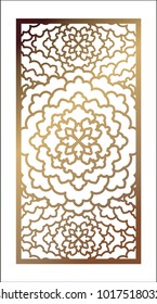 Vector Laser cut panel. Pattern template for decorative panel. Wall vinyl art decor. Stock vector.