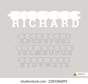 Vektor Laser schneiden Puzzle-Alphabet. Einzeln auf weißem Hintergrund