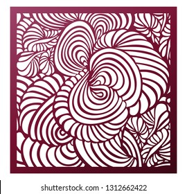 Vector Laser cut square panel. Abstract pattern template for decorative panel. Template for interior design, layouts wedding invitations, greeting cards, envelopes, art objects