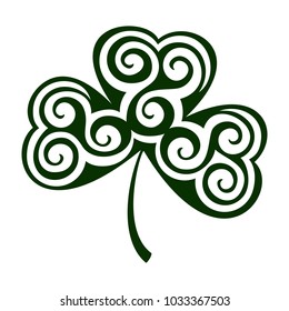 Vector Laser cutting element ornamental Shamrock. Perfect for St Patrick's Day Decoration. Lacy cutout silhouette stencils. Vector template for paper cutting, metal, acrilic glass and woodcut.