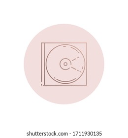 Vector Laser Disk in Box Icon. Compact disc. Logo or icon. Linear style.