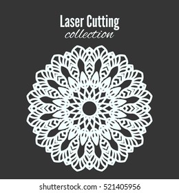 Vector laser flower cut the template frame. Floral mandala for the plotter. Pattern for home decoration, shop showcase, wall, photo, frame and design.