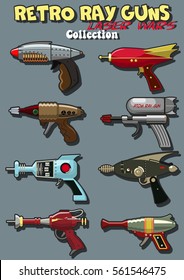 Vector Laser Guns from the Fifties, Sixties Retro Ray Guns Old Movies Set