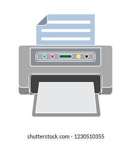 vector laser jet printer isolated - computer fax illustration. fax document symbol icon