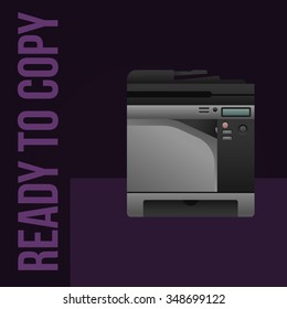Vector laser printer on background with sample text.