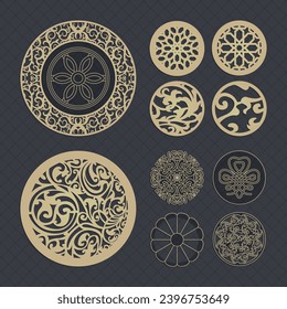 Vector laser - router  cut square panels set arabian pattern window grill vector
