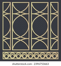Vector laser - router  cut square panels set arabian pattern window grill vector
