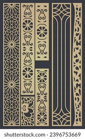 Vector laser - router  cut square panels set arabian pattern window grill vector
