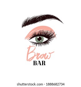 Vector lashes  and brow bar logo. Professional makeup and cosmetology. calligraphy and lettering for beauty salon. 