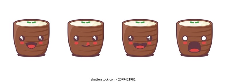 vector lassi cartoon mascot, traditional Indian drink illustration, with different facial expressions. suitable for icons, logos, prints, labels, stickers, etc.