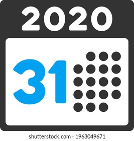 Vector last 2020 day illustration. An isolated illustration on a white background.