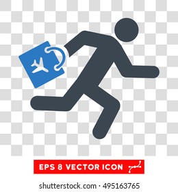 Vector Late Airport Passenger EPS vector icon. Illustration style is flat iconic bicolor smooth blue symbol on a transparent background.