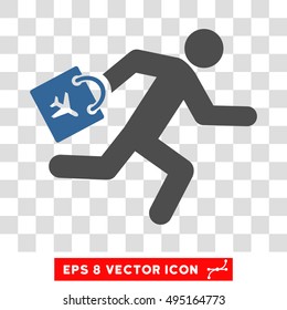 Vector Late Airport Passenger EPS vector pictogram. Illustration style is flat iconic bicolor cobalt and gray symbol on a transparent background.
