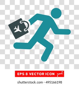 Vector Late Airport Passenger EPS vector icon. Illustration style is flat iconic bicolor soft blue symbol on a transparent background.