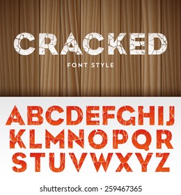 Vector latin alphabet with cracked paint effect