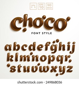 Vector latin alphabet made of chocolate. Font style.