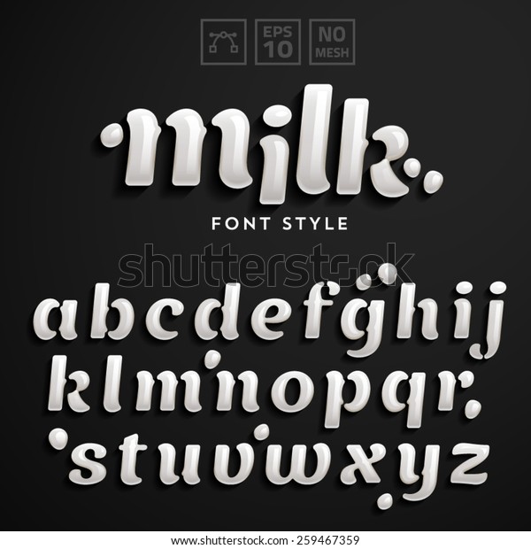 牛乳で作られたベクターラテン語のアルファベット フォントのスタイル のベクター画像素材 ロイヤリティフリー