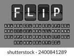 Vector Latin Alphabet, Split-Flap or Simply Flap Display Style Used in Flip Clocks, White Letters and Black Flaps