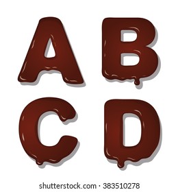 Vector latin capital alphabet letters of chocolate.  