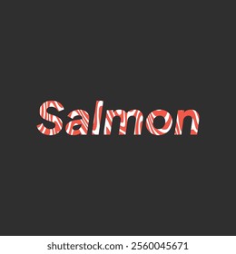 Vector latin meat fish alphabet. Letter Salmon from fresh raw meat with marble. Red salmon meat font for restaurants, butcher shop, farmers market.