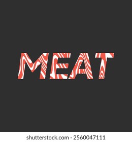 Vector latin meat fish alphabet. Letter meat from fresh raw meat with marble. Red salmon meat font for restaurants, butcher shop, farmers market.