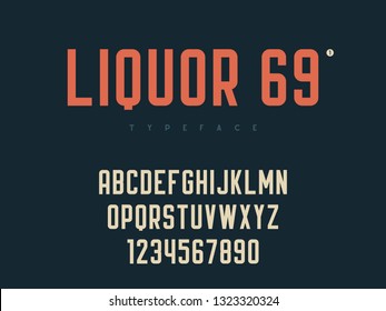 Vector latin uppercase alphabet letters and numbers. Retro font